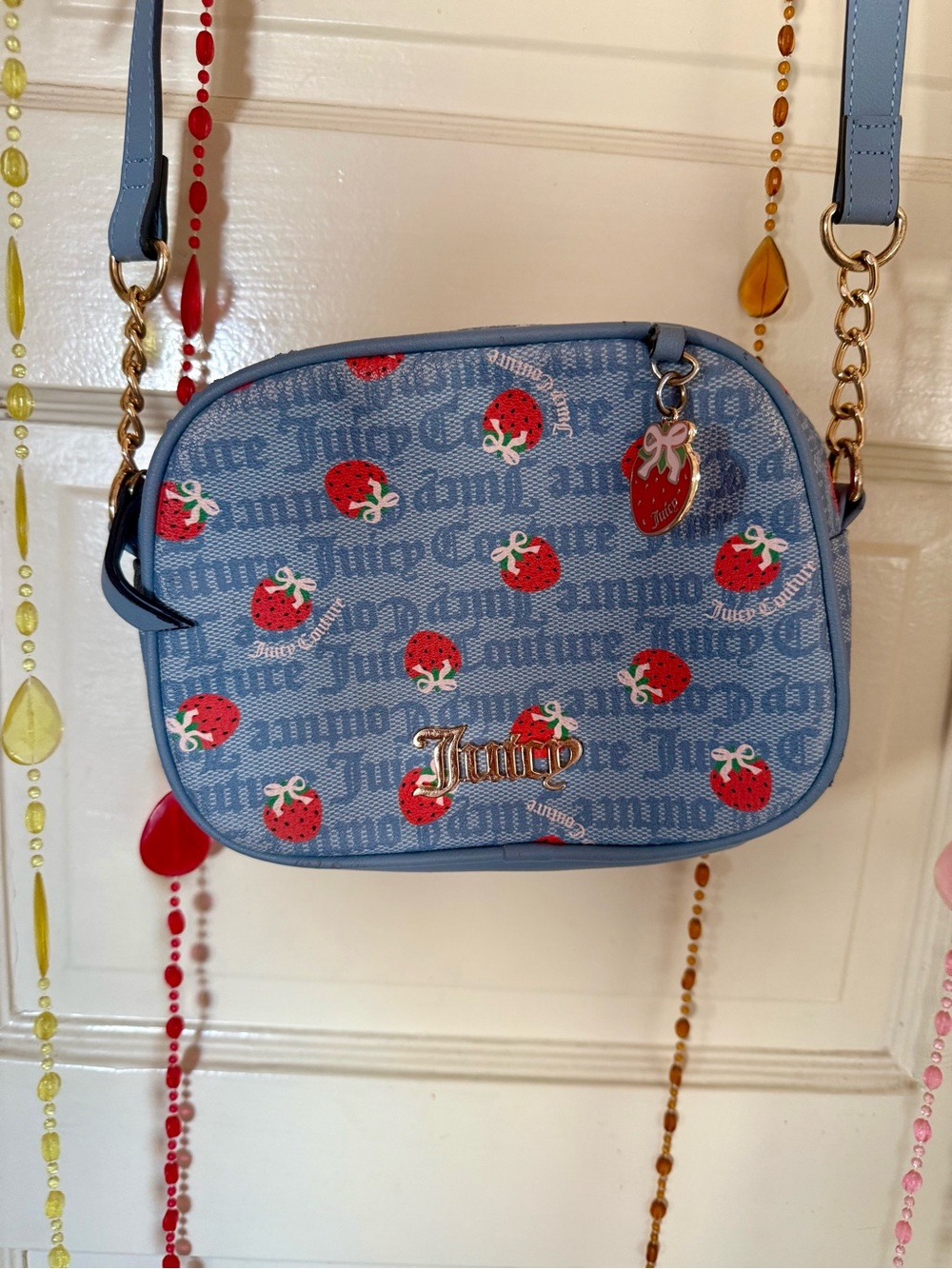 Juicy Couture Strawberry Camera Bag Blue Y2K Crossbody Purse